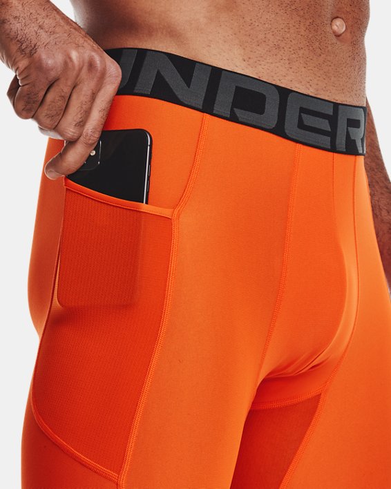 Men's HeatGear® Armour Compression Shorts, Orange, pdpMainDesktop image number 3